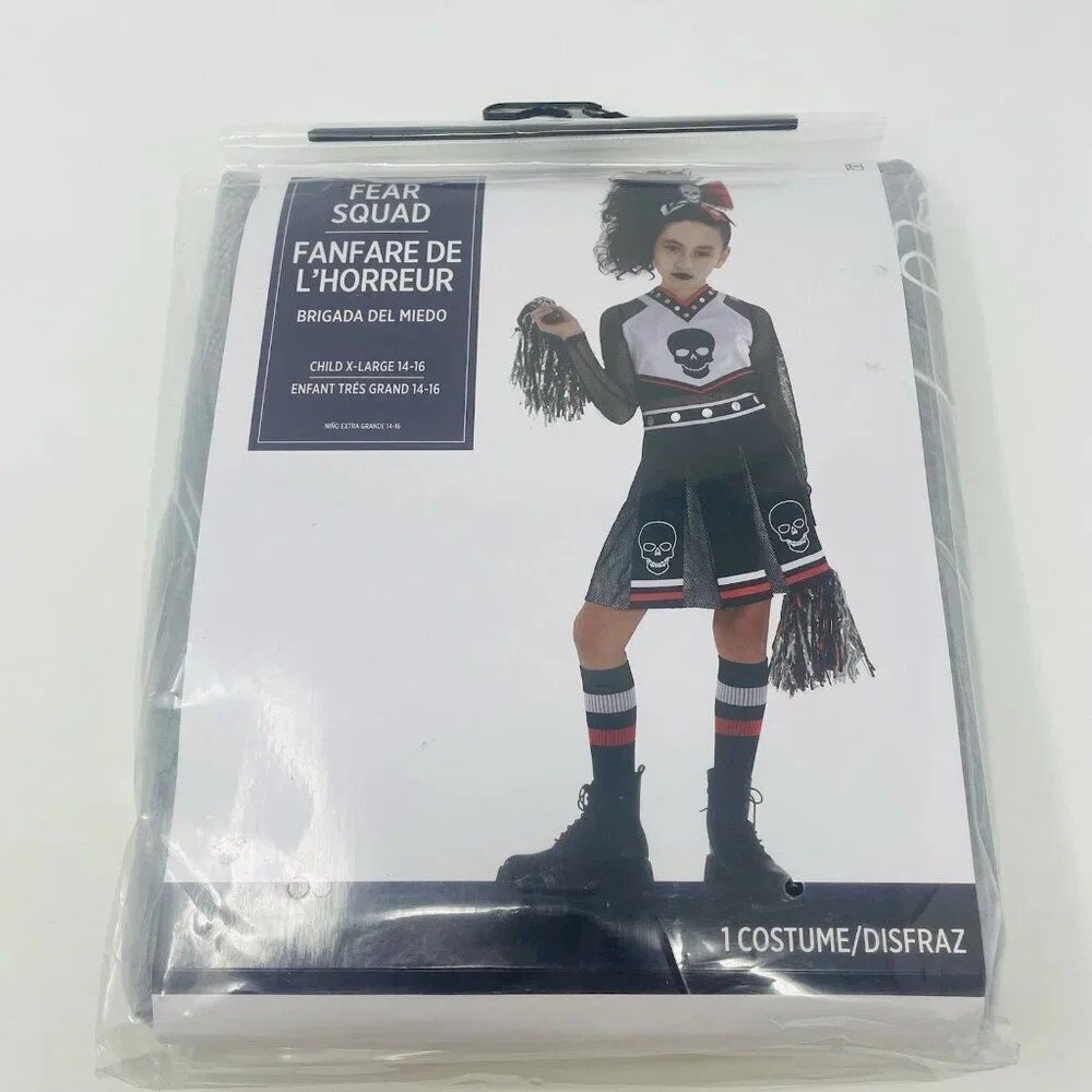 Zombie Fear Squad Goth Cheerleader Youth Girls Size XL‎ 14/16 Halloween Costume